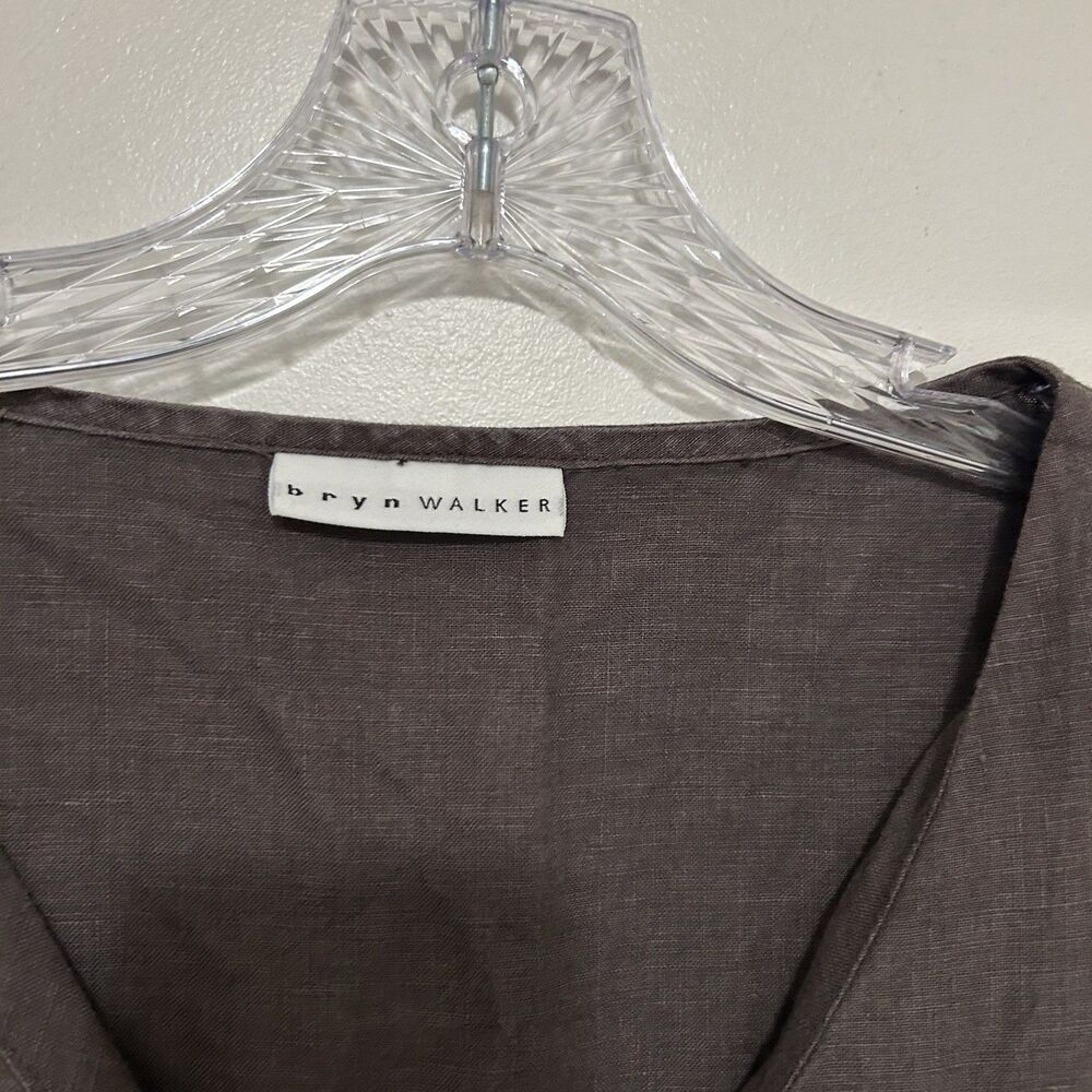 Bryn Walker Linen Tunic Black V-Neck Pocket 3/4 Sleeve Judy Kangaroo Pocket XL - Picture 3 of 6